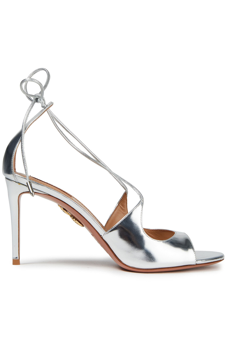 Aquazzura Woman Sofia 85 Mirrored-leather Sandals Silver Size 36