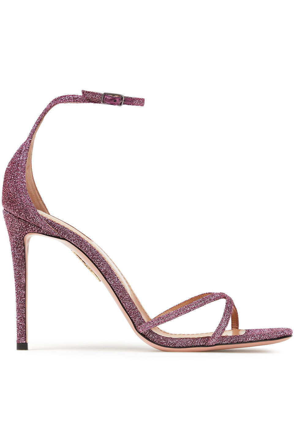 Aquazzura Woman Purist 105 Lurex Sandals Pink Size 41