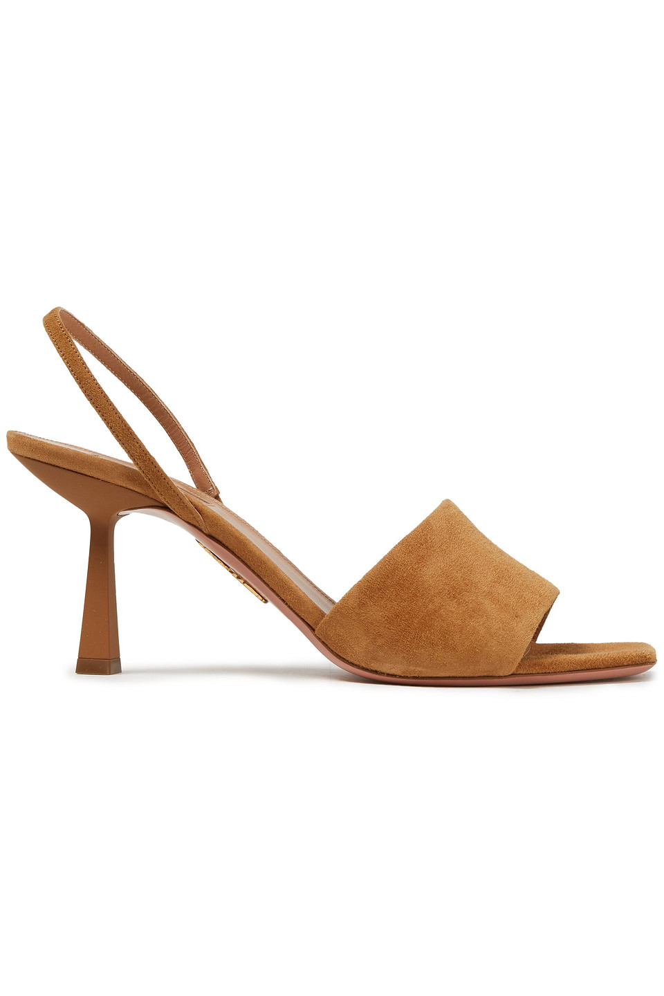 Aquazzura Woman Leigh 75 Suede Slingback Sandals Camel Size 39