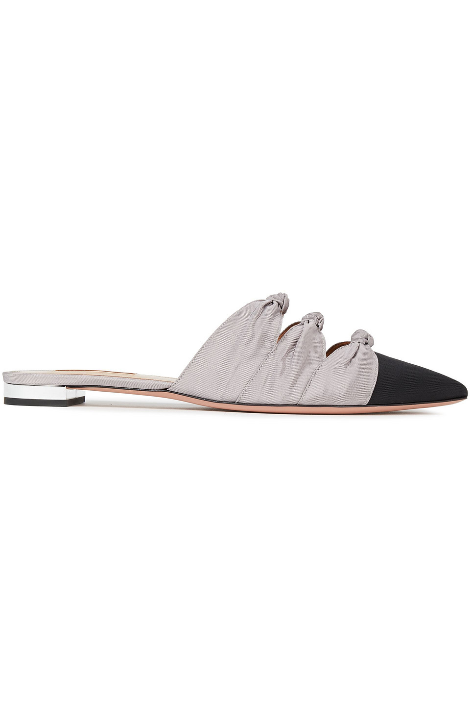 Aquazzura Woman Mondaine Two-tone Grosgrain Slippers Gray Size 39