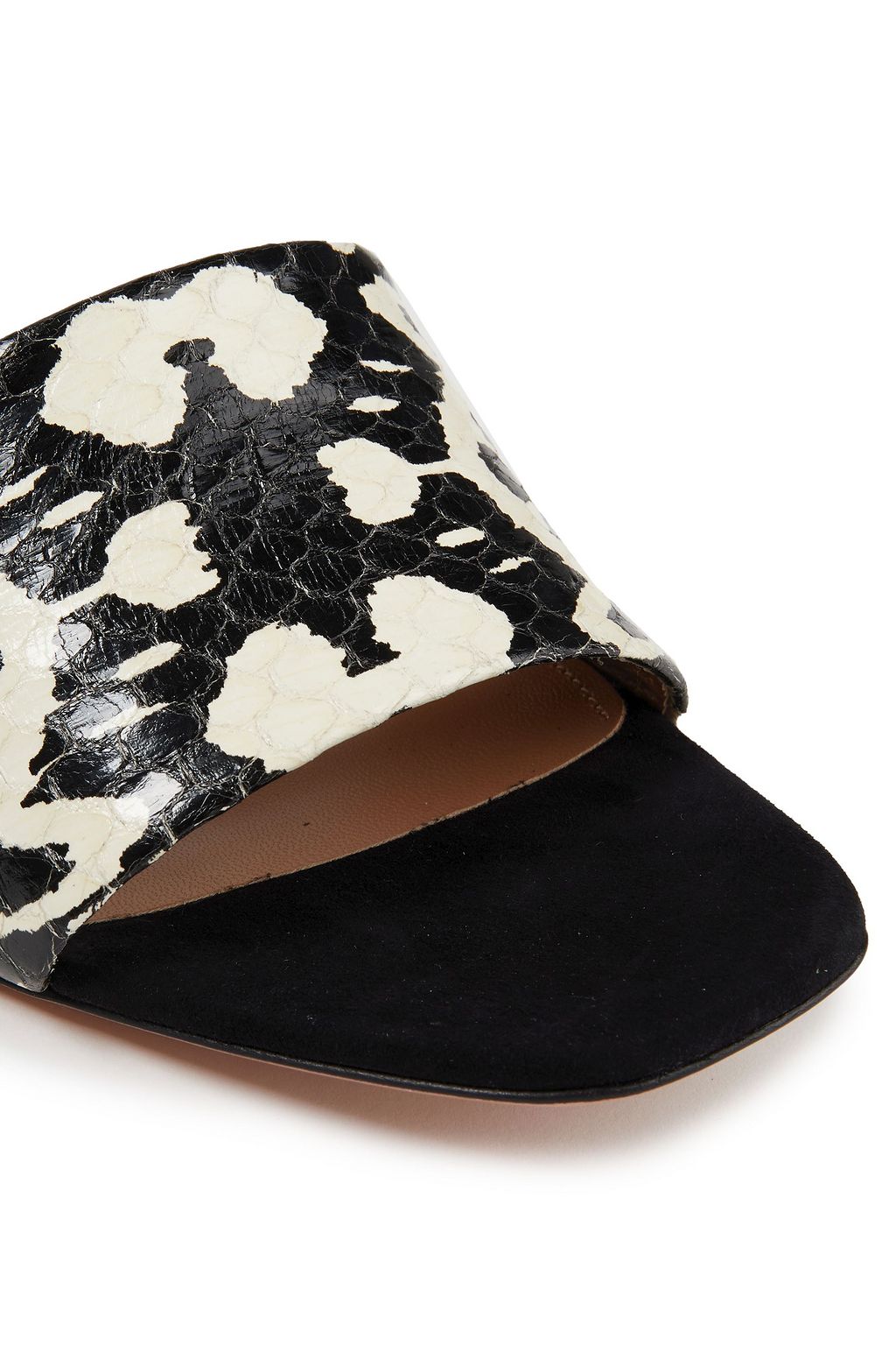 AQUAZZURA Leigh 75 Slingback-Sandalen aus Elapheleder, Leder und Veloursleder