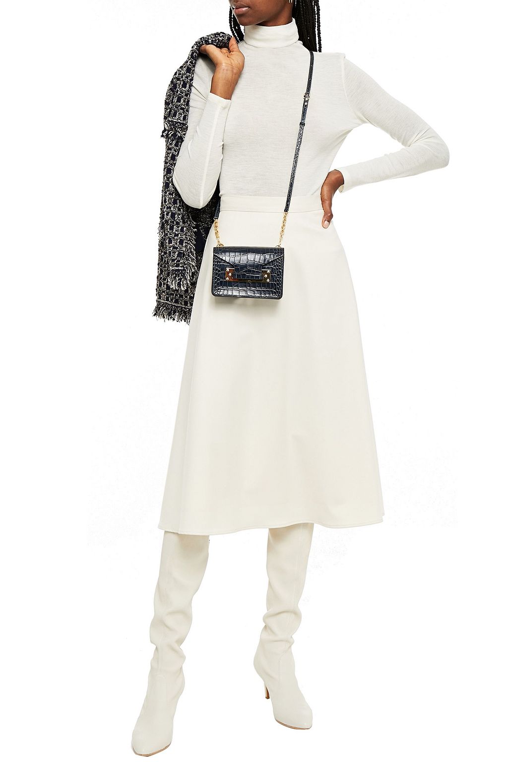 Ivory Wool-blend turtleneck sweater 