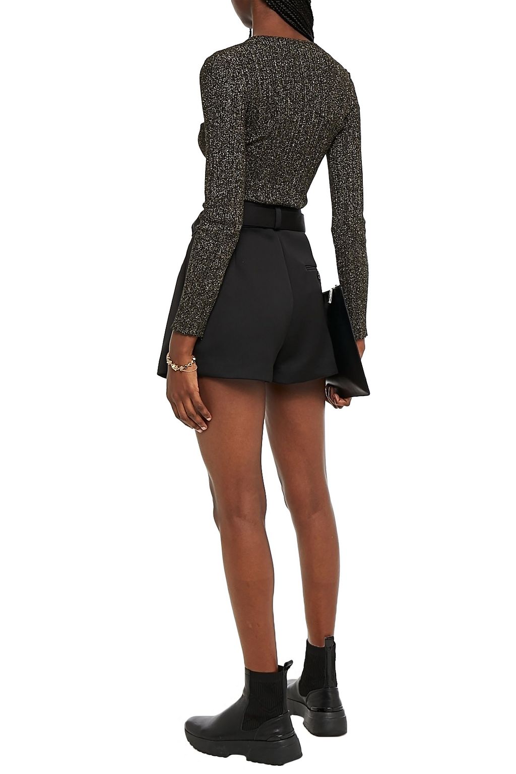 MAJE Metallic ribbed-knit sweater