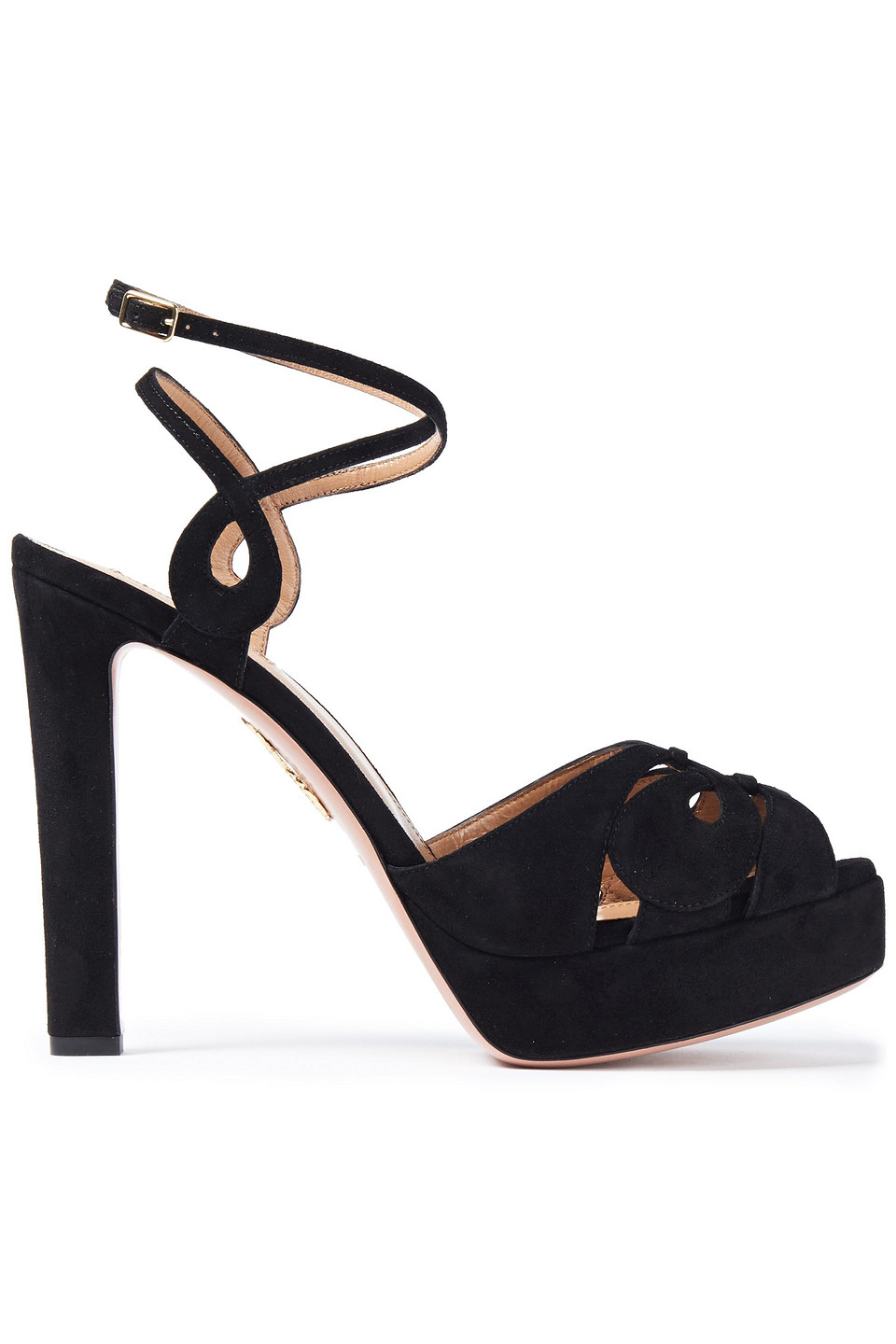 Aquazzura Woman Gardena 120 Cutout Suede Platform Sandals Black Size 39
