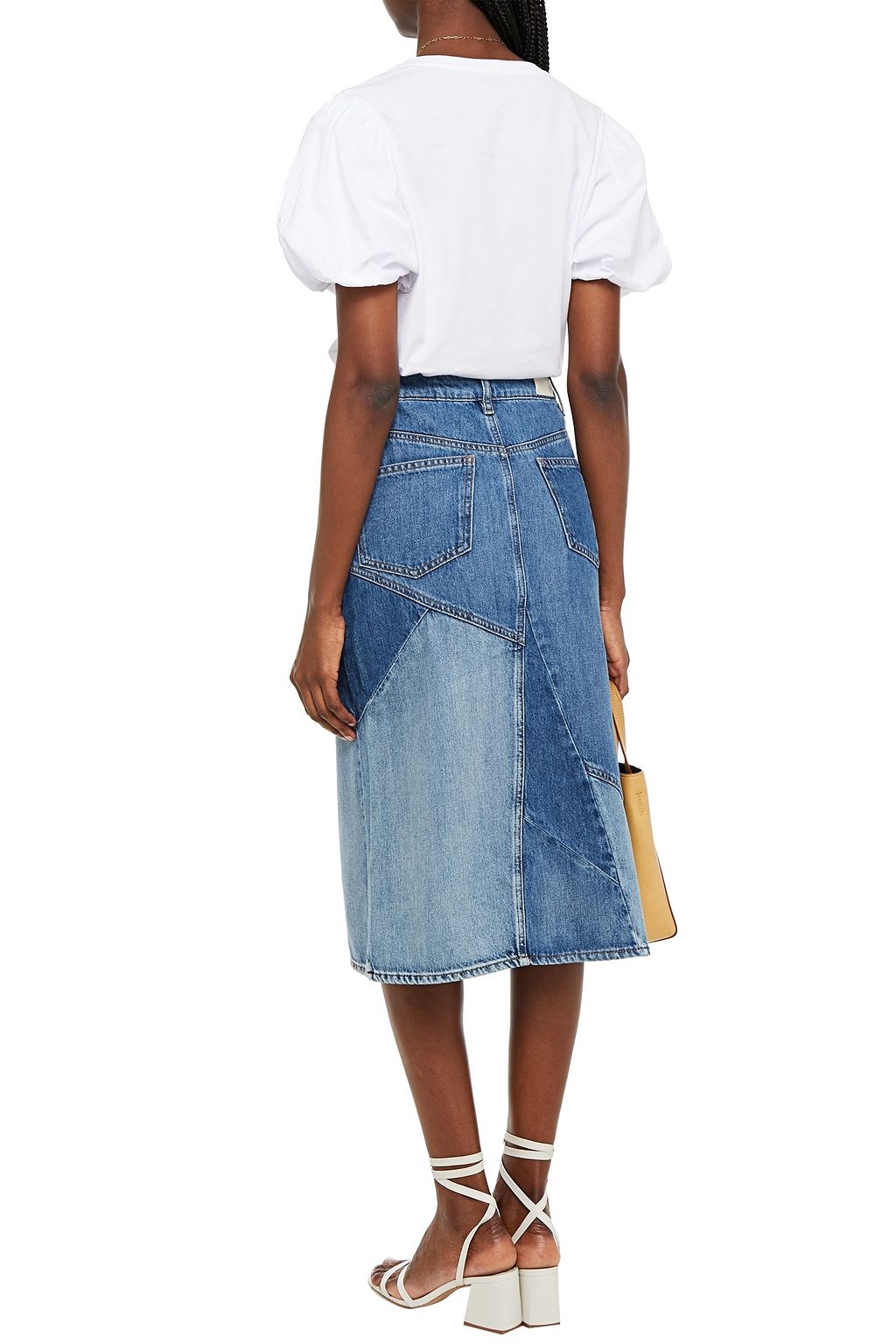 MAJE Poplin-paneled cotton-jersey top