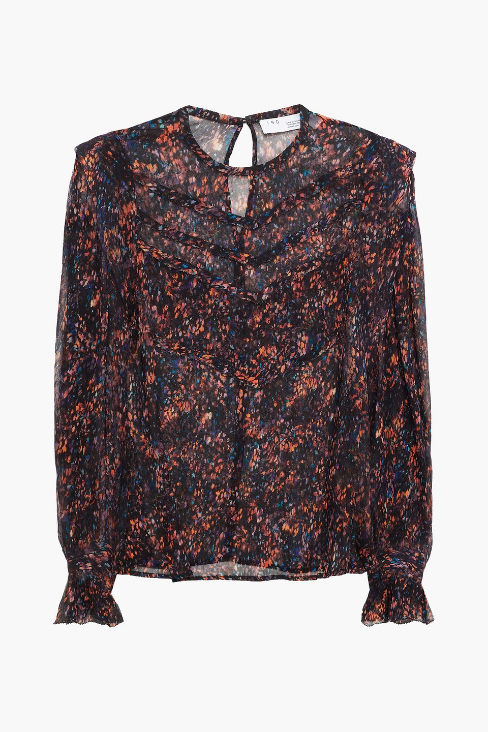 Iro Woman Jeiran Ruffled Printed Georgette Blouse Black Size 34