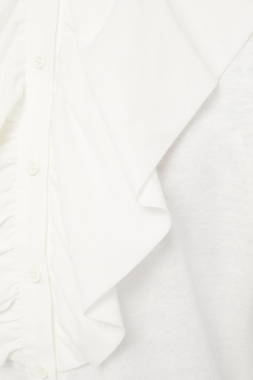 CLAUDIE PIERLOT Ruffled woven and linen-jersey shirt
