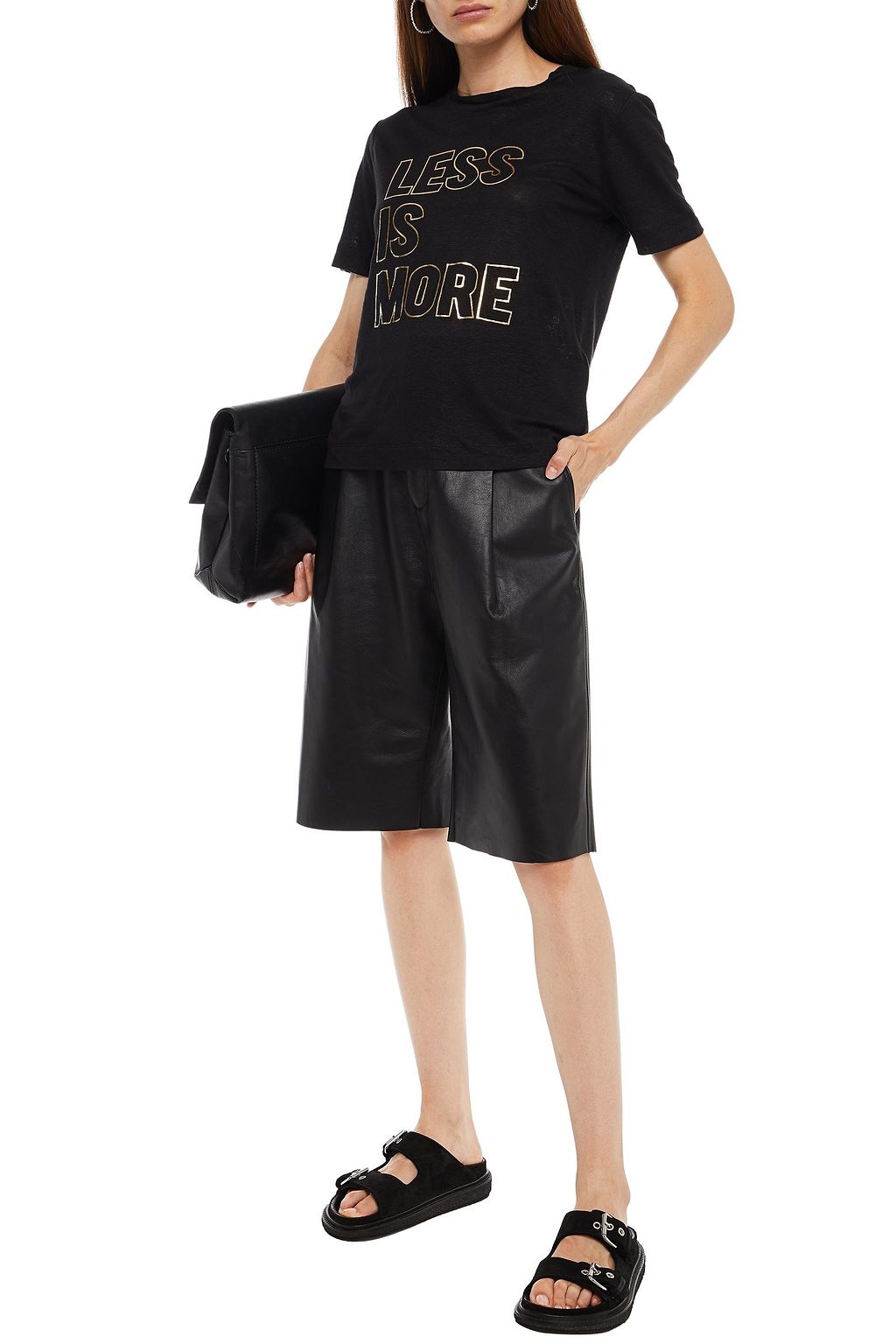 CLAUDIE PIERLOT Metallic printed linen-jersey T-shirt