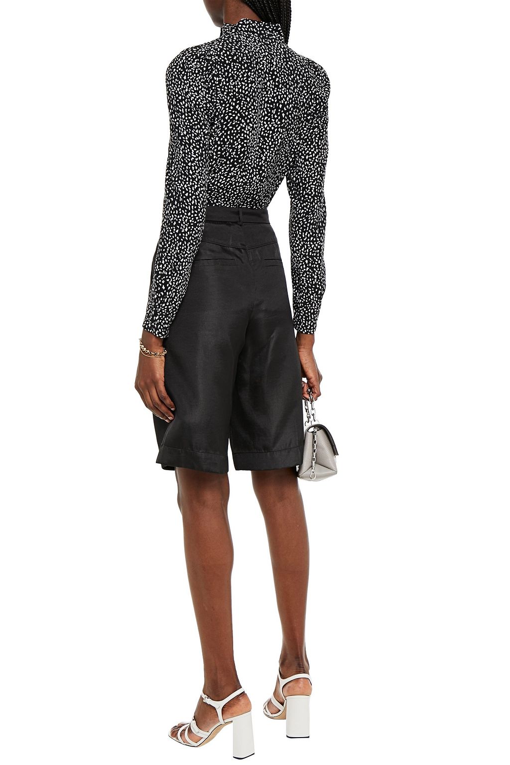 MAJE Tie-neck printed cupro-blend blouse
