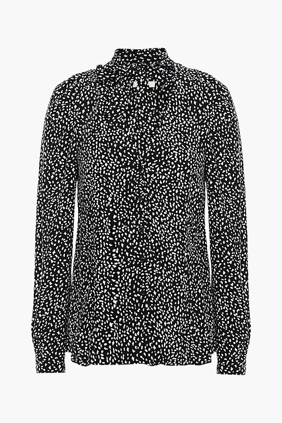 Tie-neck printed cupro-blend blouse