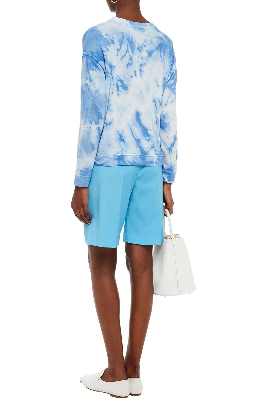 ENZA COSTA Tie-dyed Tencel, silk and cashmere-blend sweatshirt