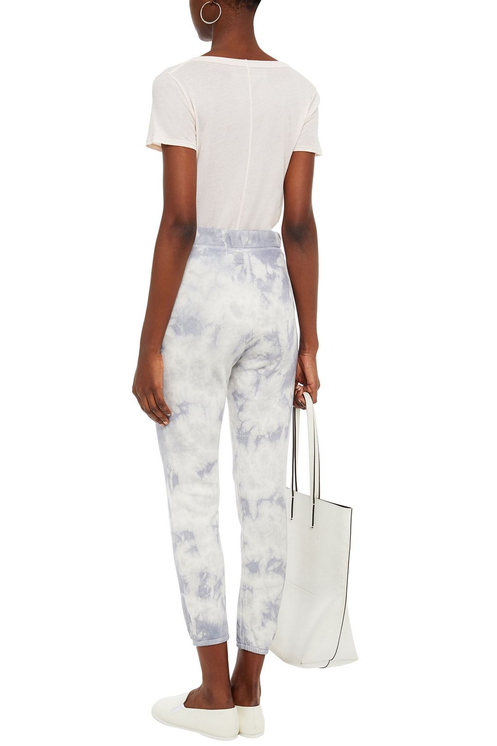 ENZA COSTA Tie-dyed French cotton-blend terry track pants