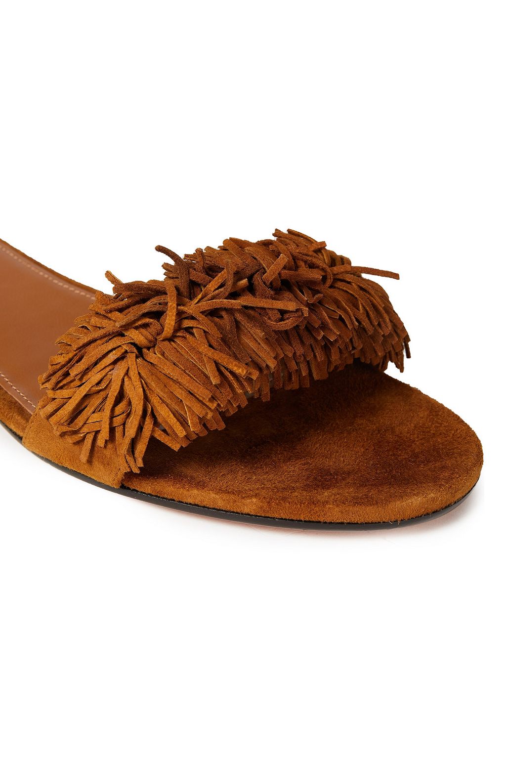 AQUAZZURA Wild Thing Pantoletten aus Veloursleder mit Fransen