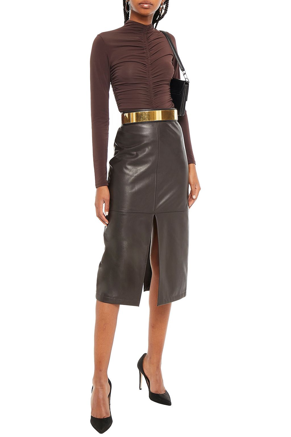 A.L.C. Faux stretch-leather midi skirt