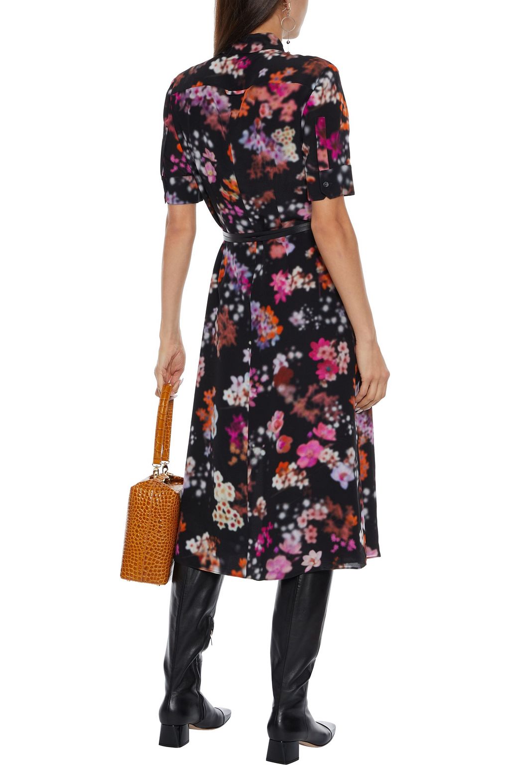 ALTUZARRA Belted floral-print silk-crepe shirt dress