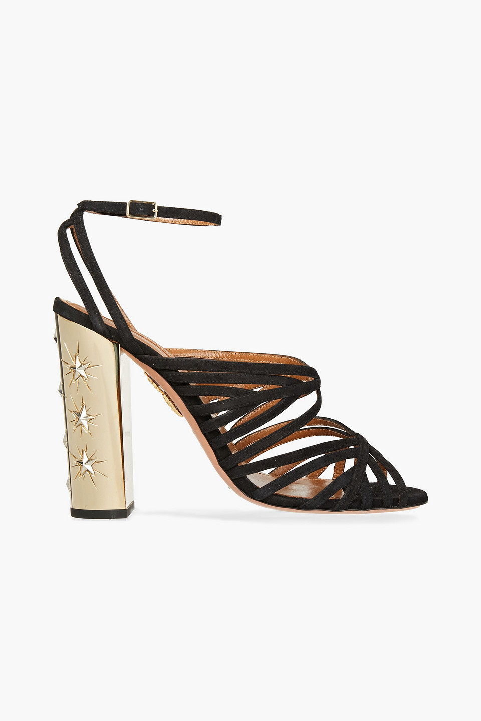 Aquazzura Woman Trinity 105 Cutout Suede Sandals Black Size 35