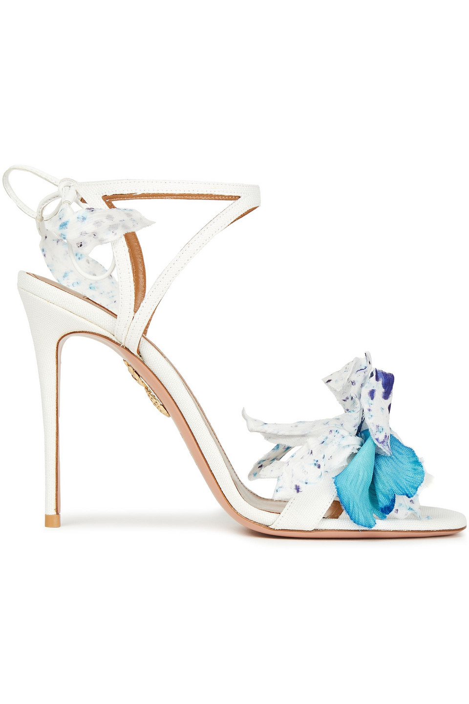 Aquazzura Woman Flora 105 Appliquéd Woven Raffia Sandals White Size 40