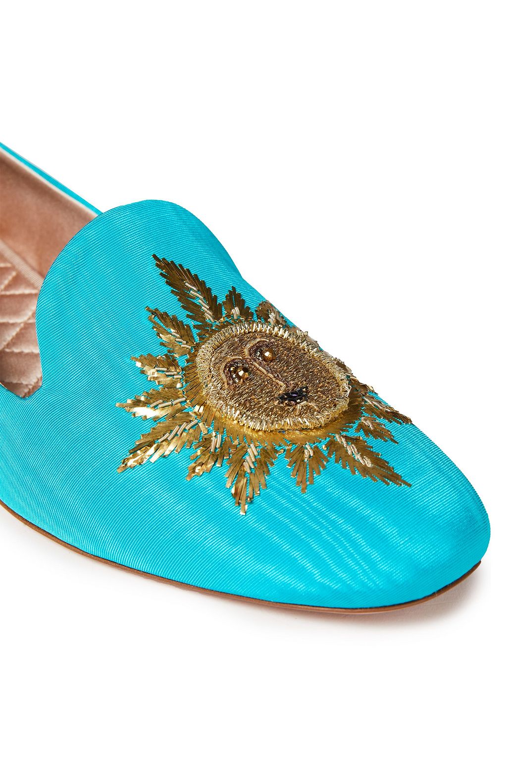 AQUAZZURA Indian Sun embellished moire loafers