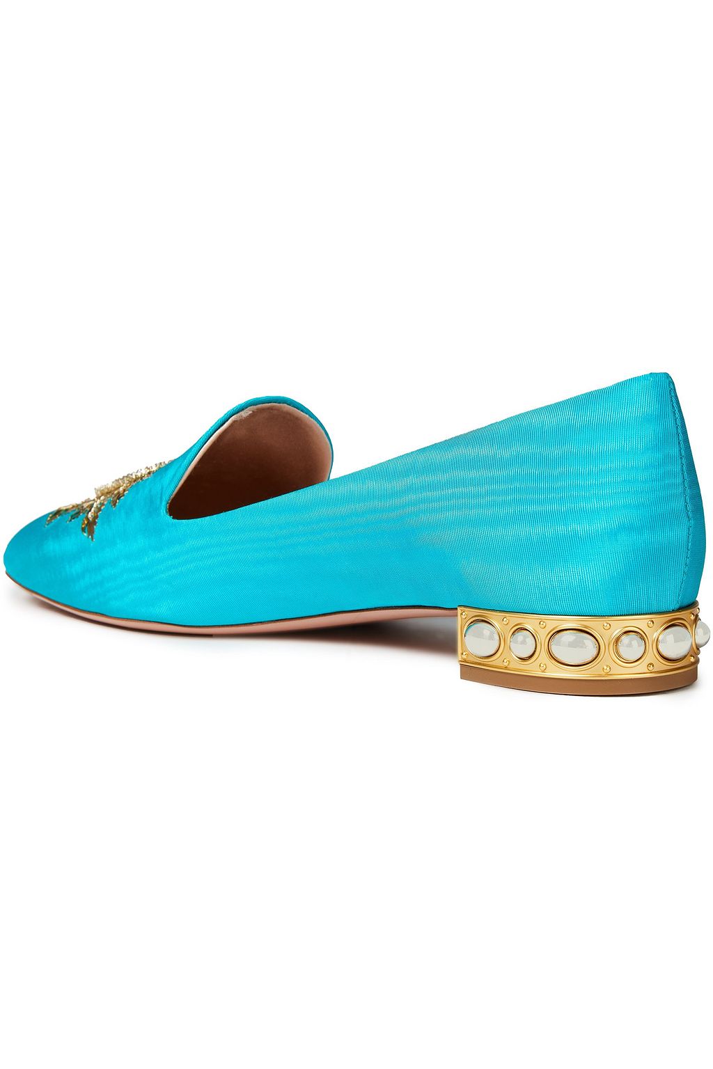 AQUAZZURA Indian Sun embellished moire loafers