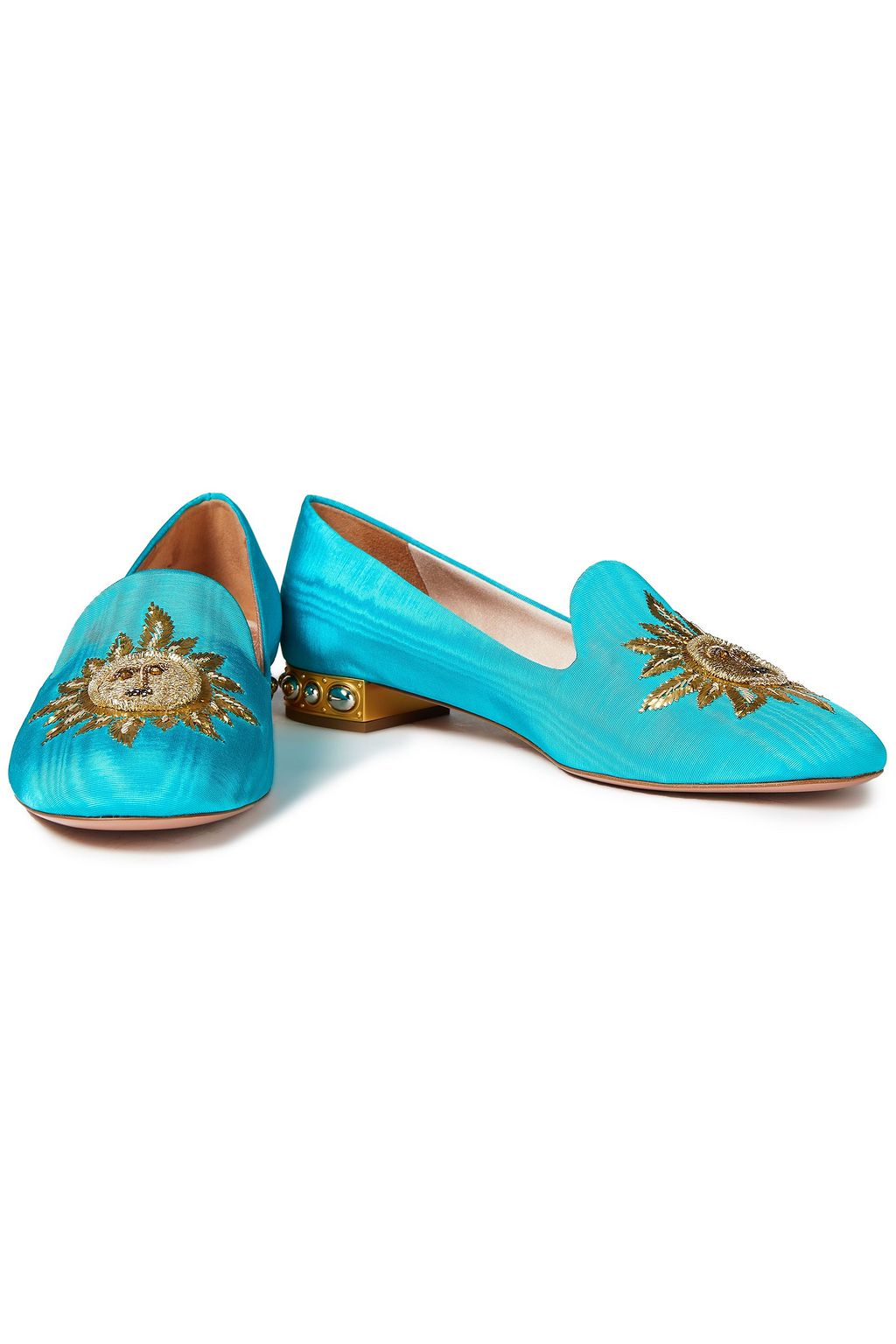 AQUAZZURA Indian Sun embellished moire loafers