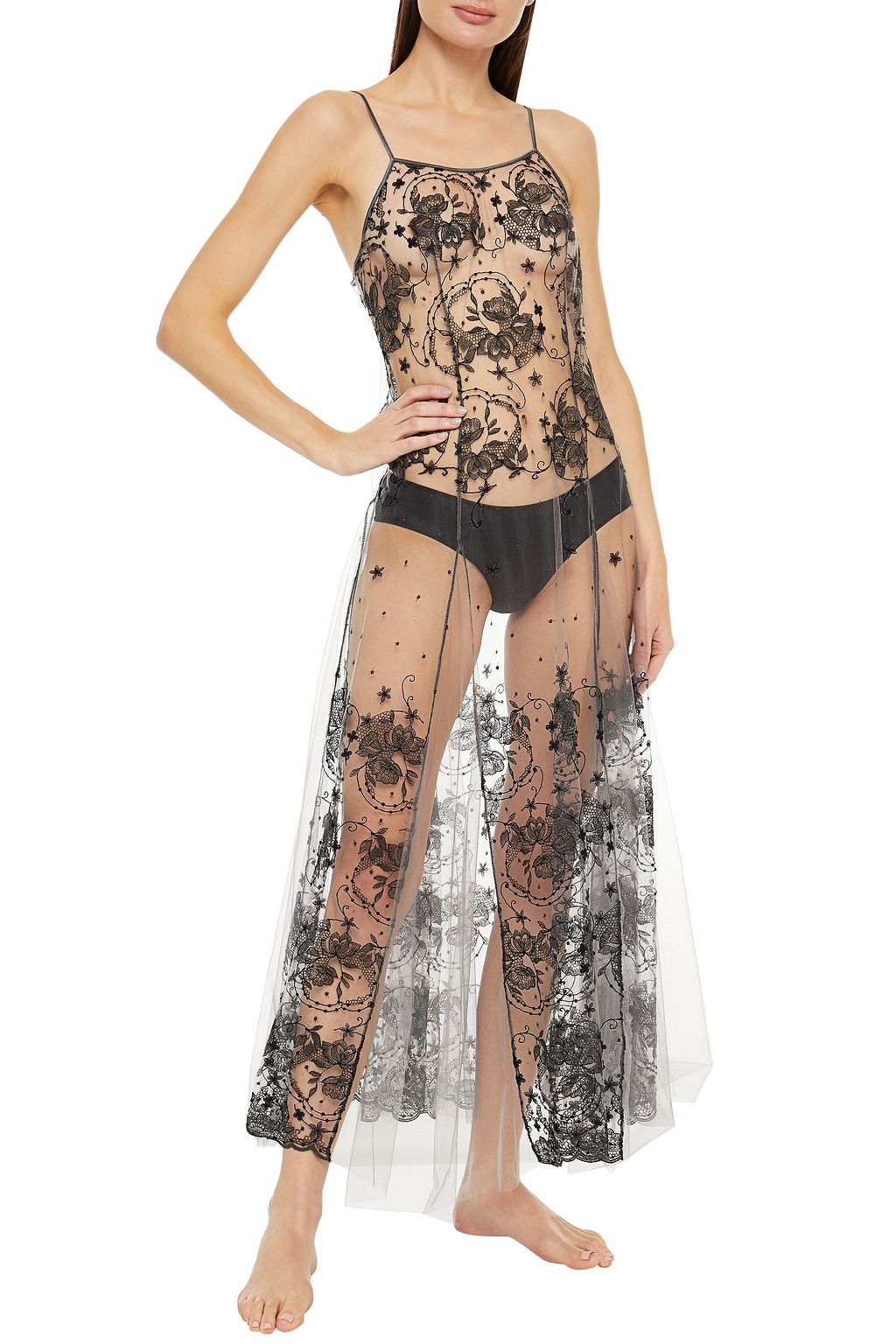 I.D. SARRIERI Embroidered tulle nightdress