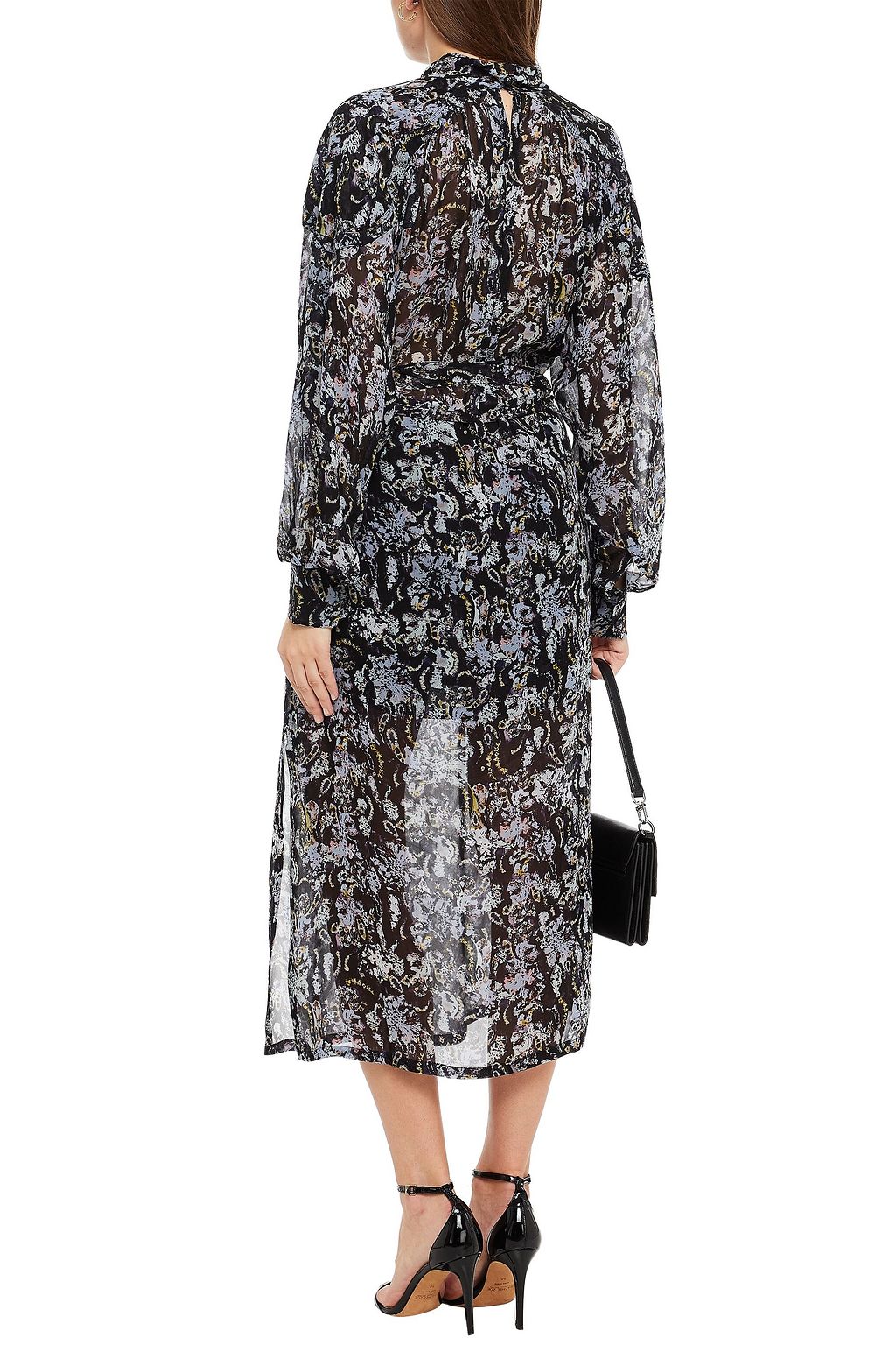 IRO Lila belted printed georgette midi dress