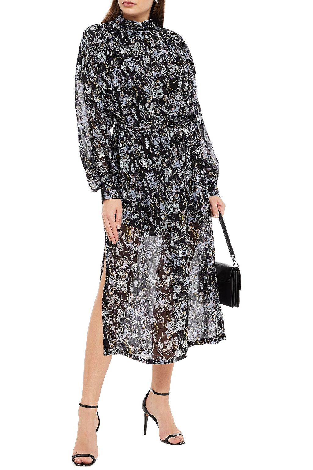 IRO Lila belted printed georgette midi dress