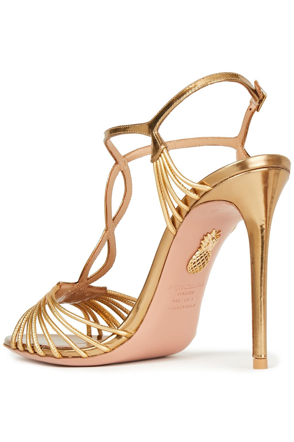 AQUAZZURA Josephine 105 metallic leather sandals