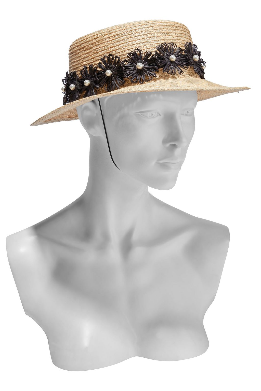 EUGENIA KIM Floral-appliquéd grosgrain-trimmed hemp sunhat