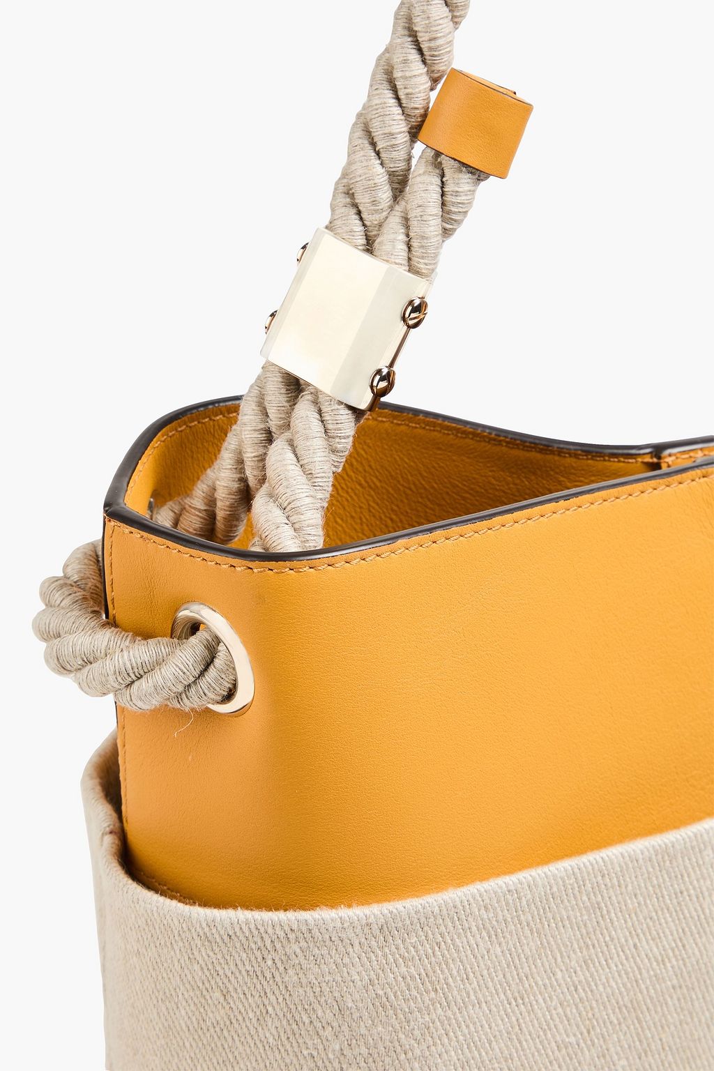 CHLOÉ Two-tone linen and leather tote