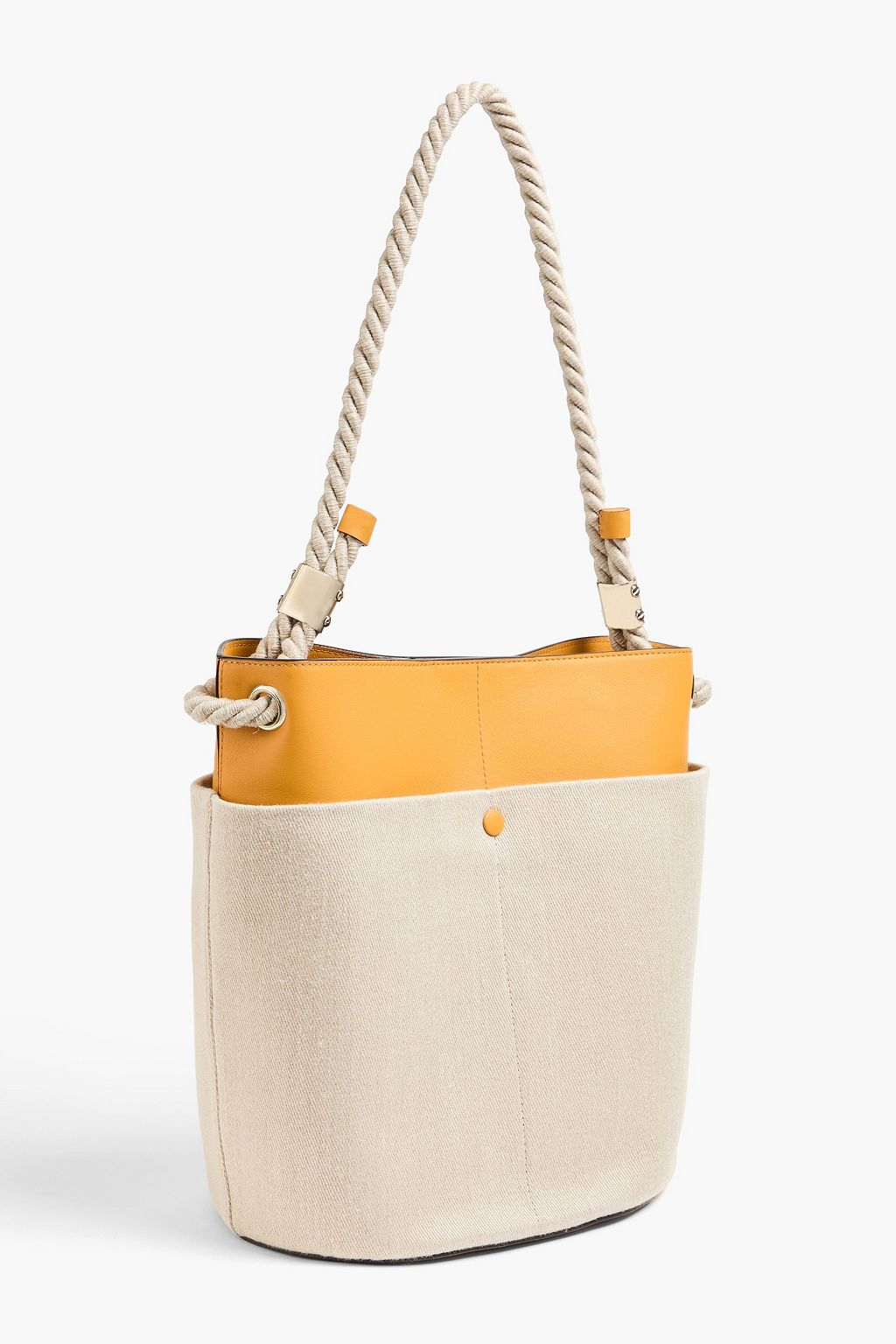 CHLOÉ Two-tone linen and leather tote