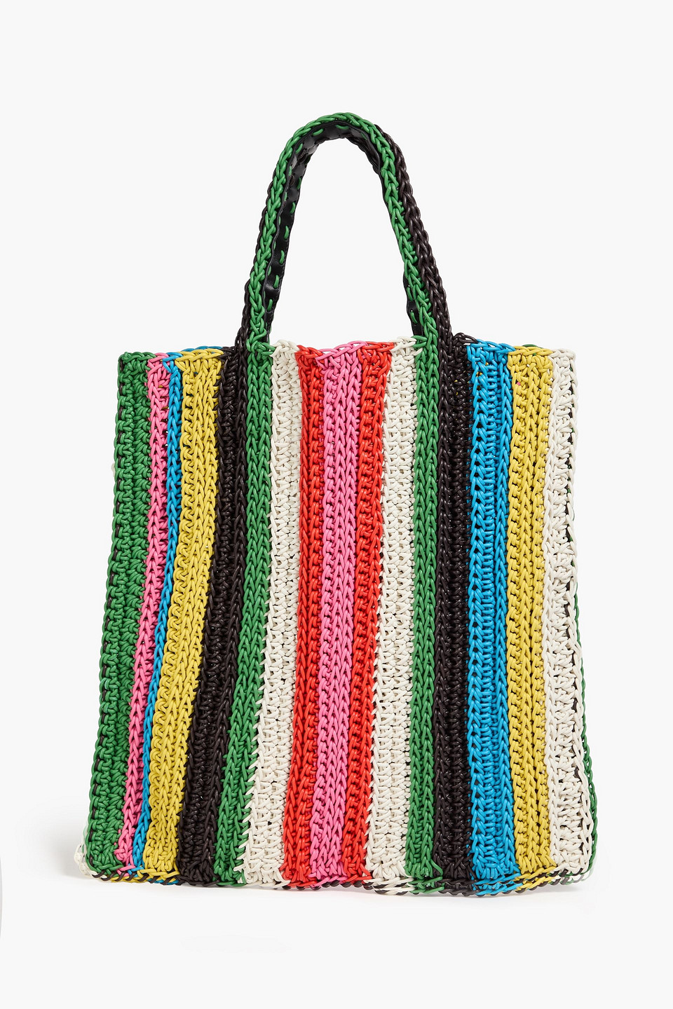 Chloé Striped Crocheted Leather Tote In Multicolor