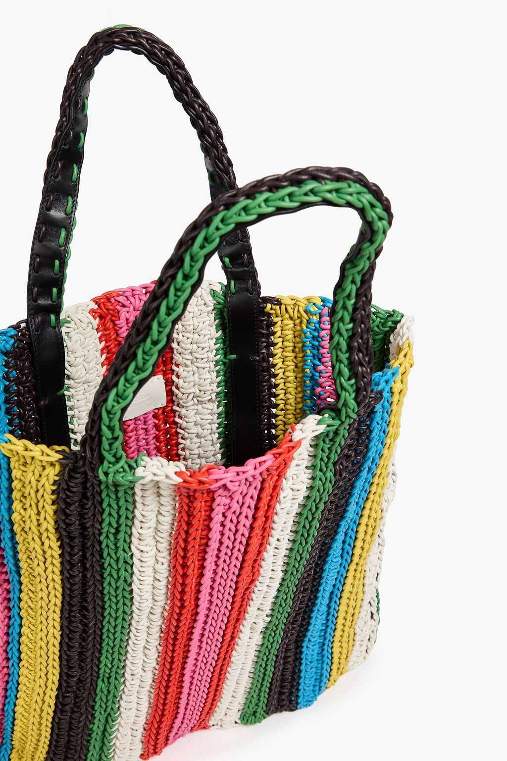 CHLOÉ Striped crocheted leather tote