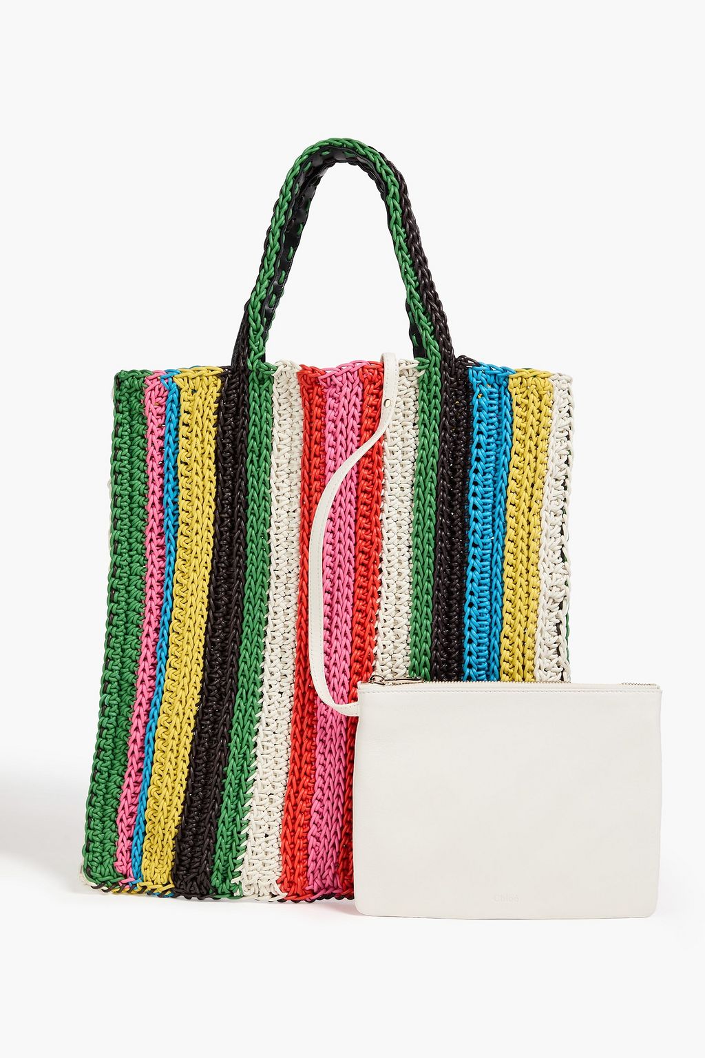 CHLOÉ Striped crocheted leather tote