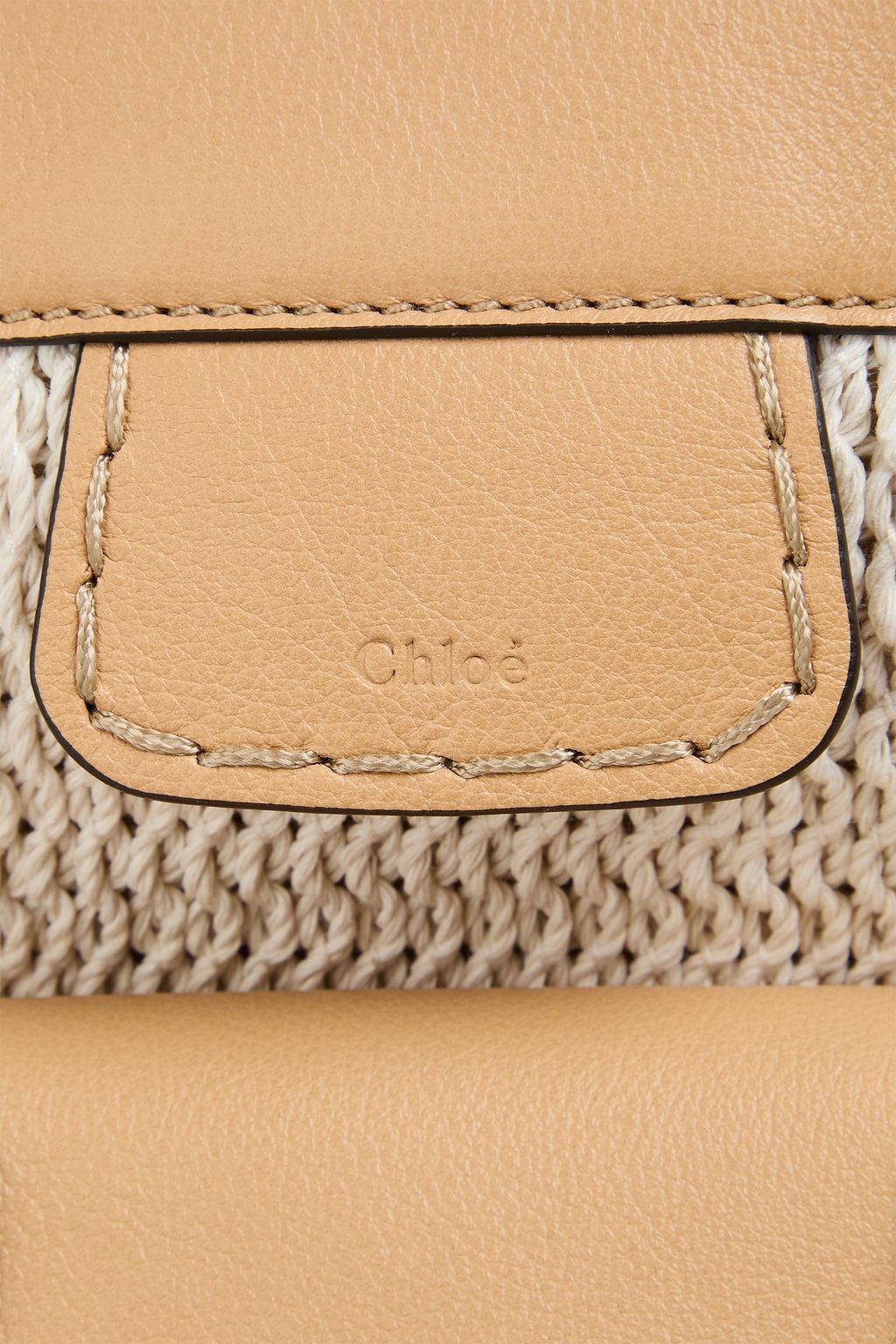 CHLOÉ Edith leather-trimmed fringed crochet tote