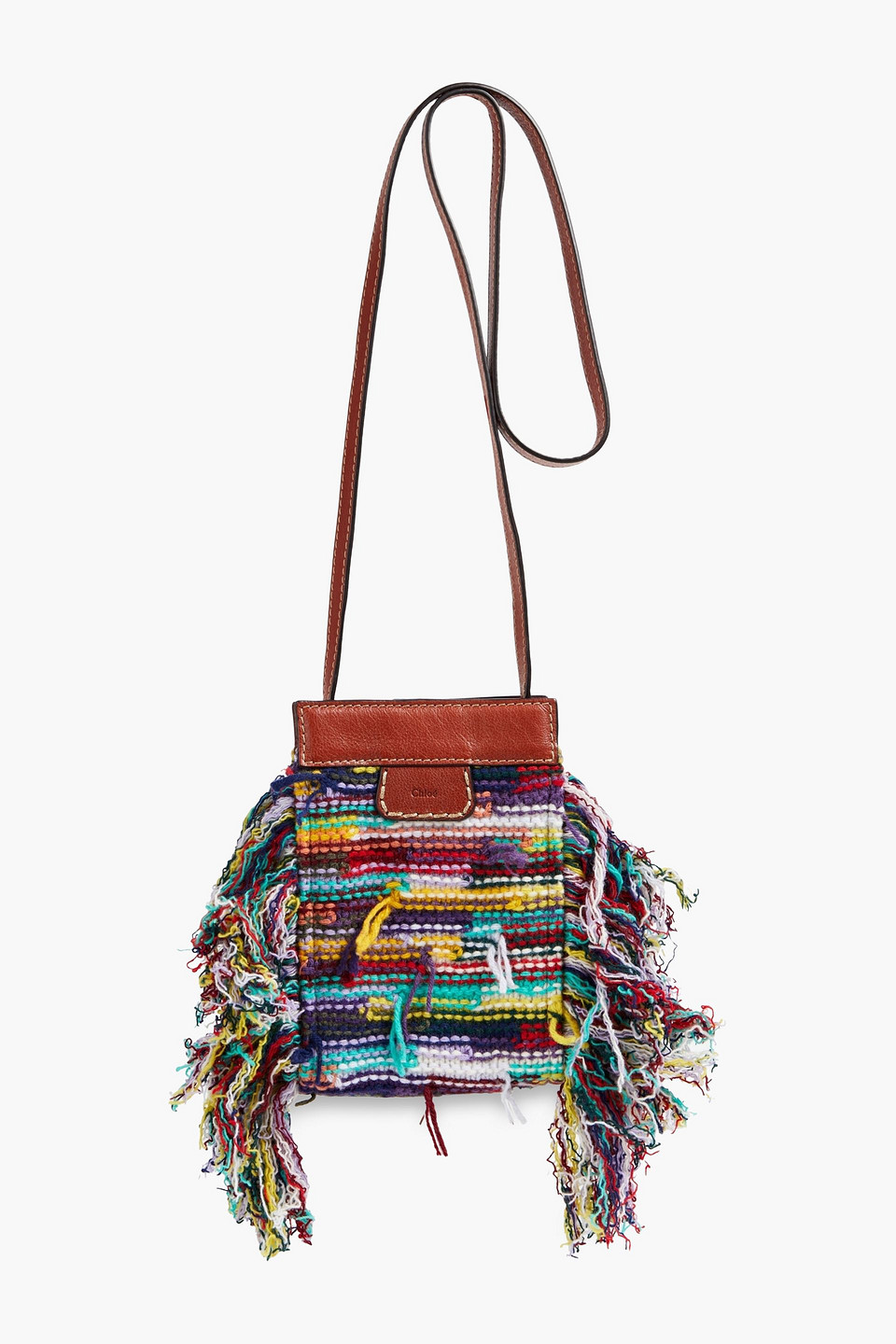 Chloé Frayed Tweed Phone Pouch In Multicolor