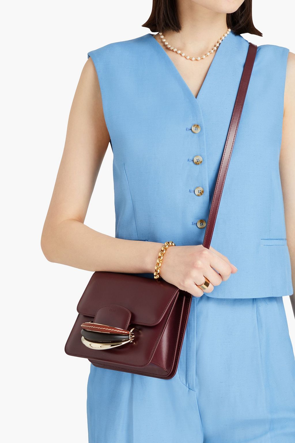 CHLOÉ Kattie embellished leather cross-body bag