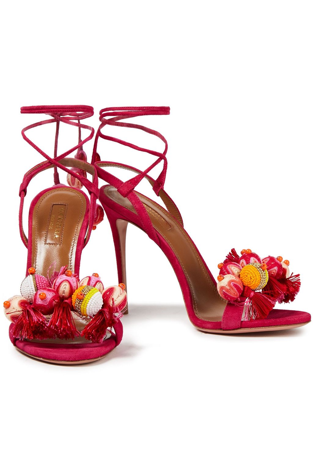 AQUAZZURA Tropicana 105 embellished suede sandals