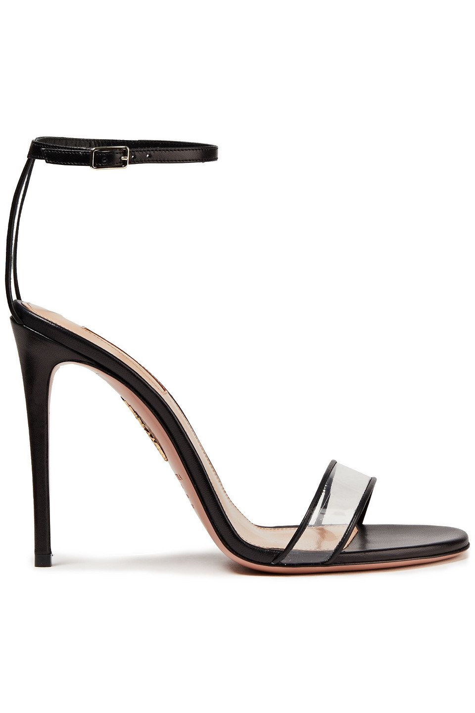 Aquazzura Woman Minimalist 105 Pvc-paneled Leather Sandals Black Size 38.5