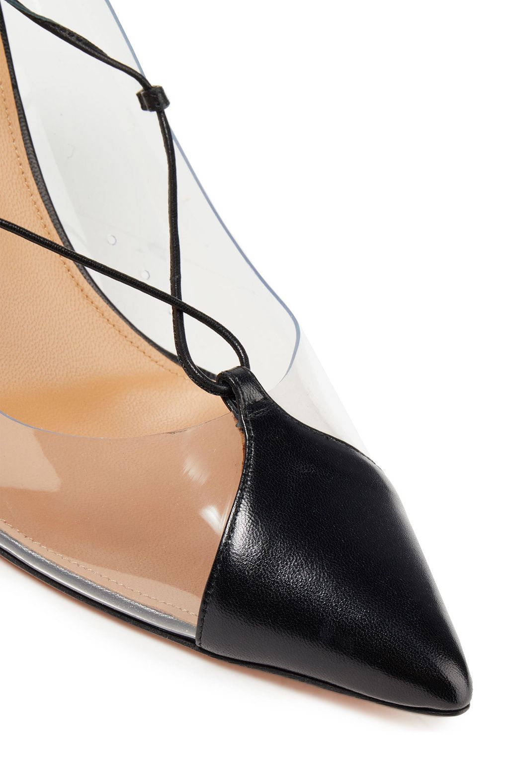 AQUAZZURA Magic 105 lace-up leather and PVC pumps