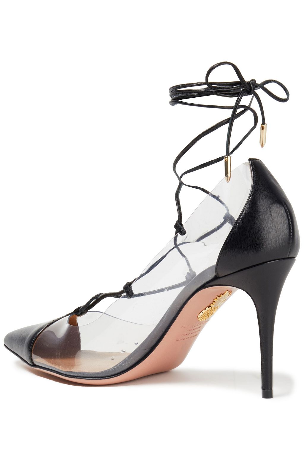AQUAZZURA Magic 105 lace-up leather and PVC pumps