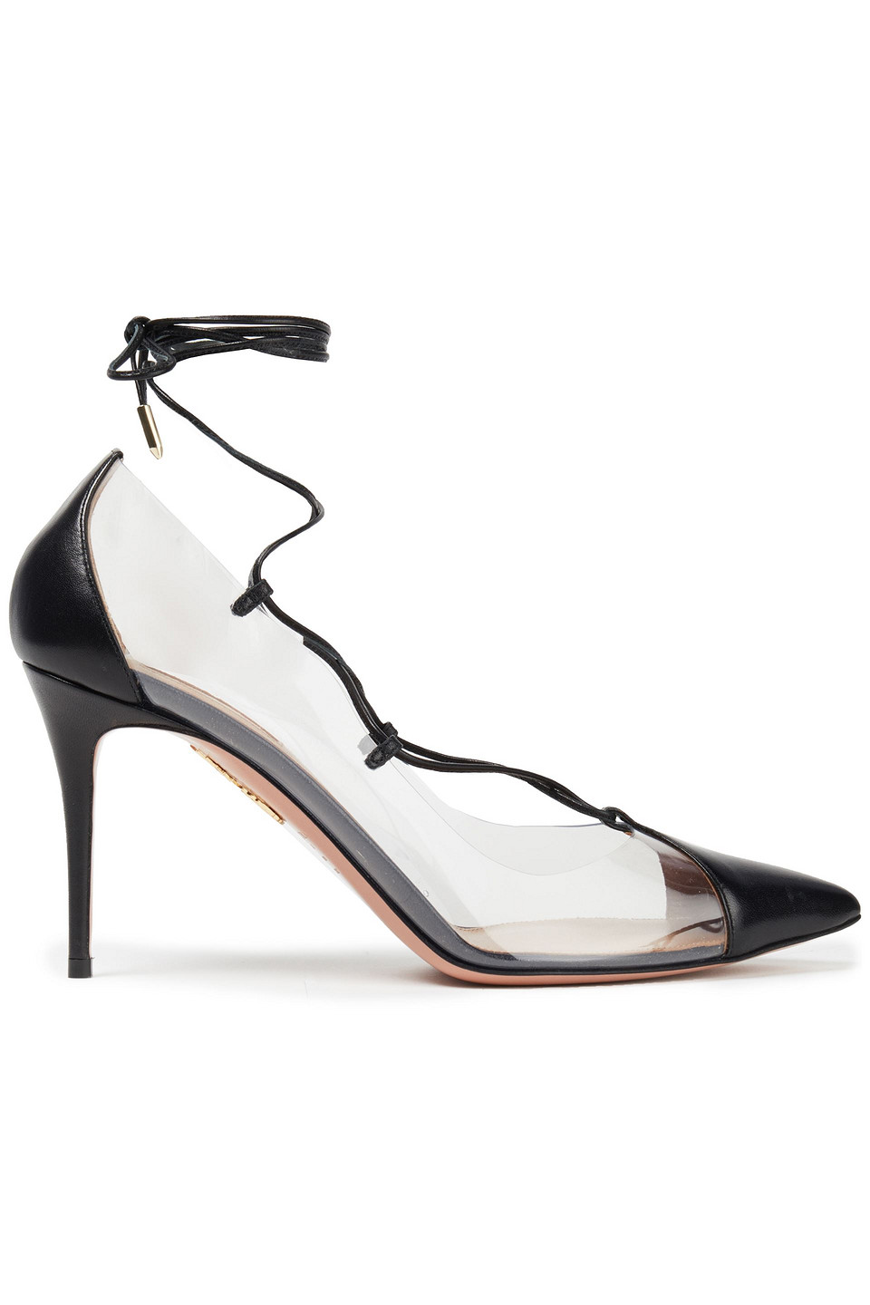 Aquazzura Woman Magic 85 Lace-up Leather And Pvc Pumps Black Size 39