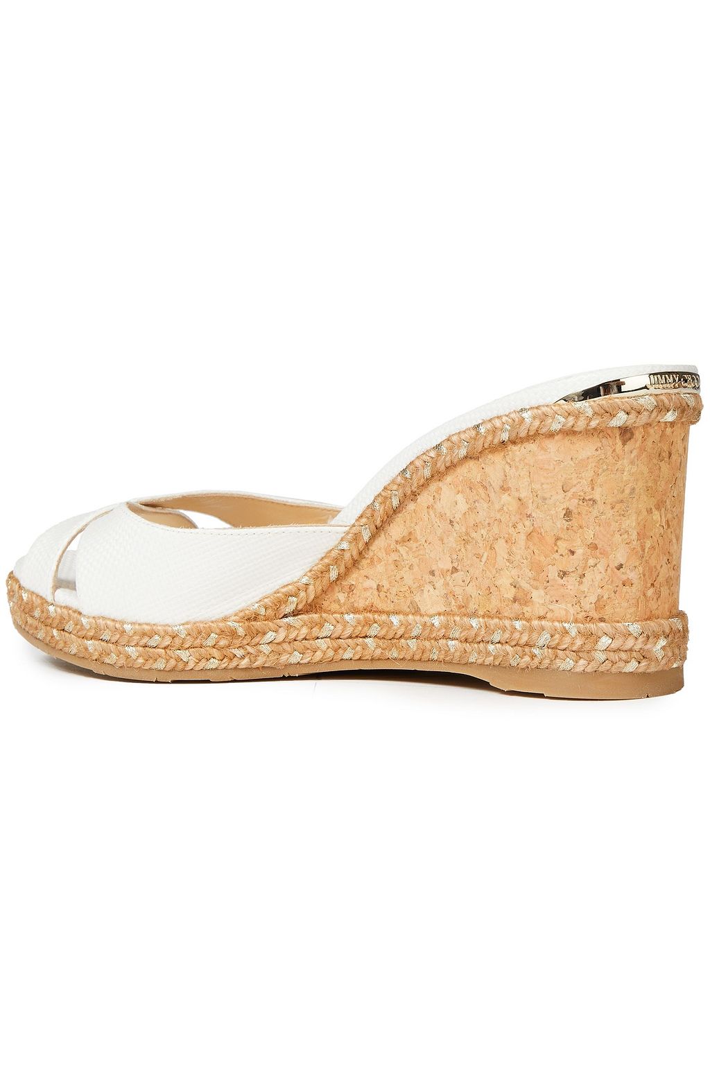 JIMMY CHOO Almer 80 canvas wedge mules