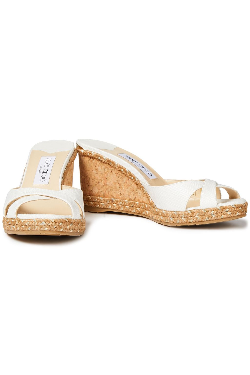 JIMMY CHOO Almer 80 canvas wedge mules