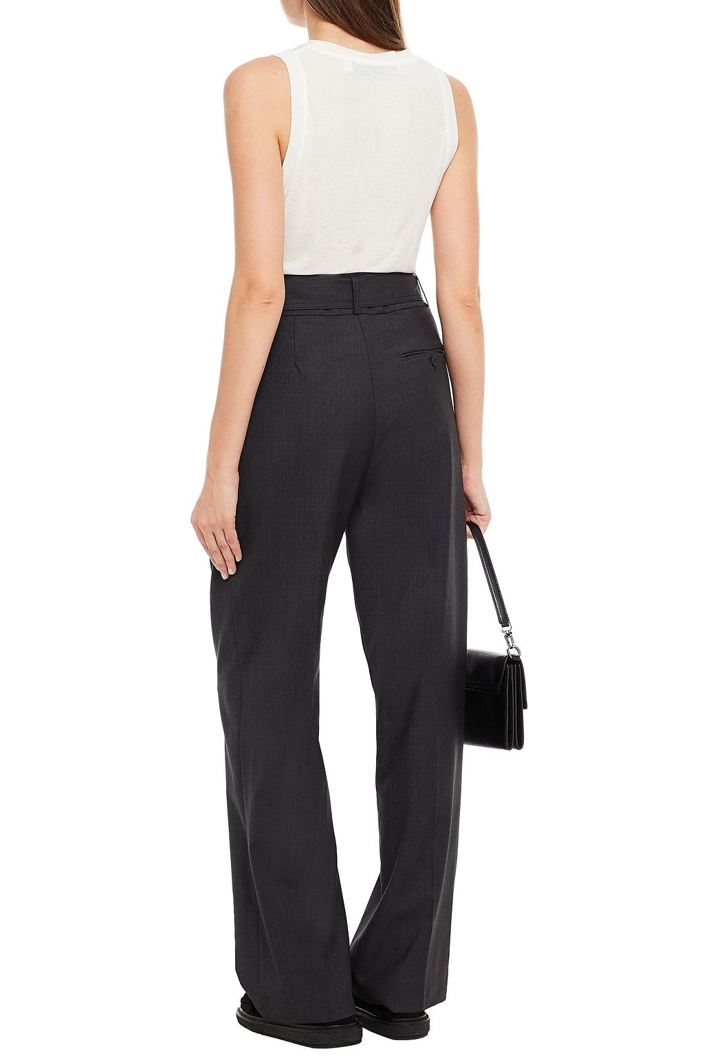 IRO Popineta pleated mélange wool straight-leg pants