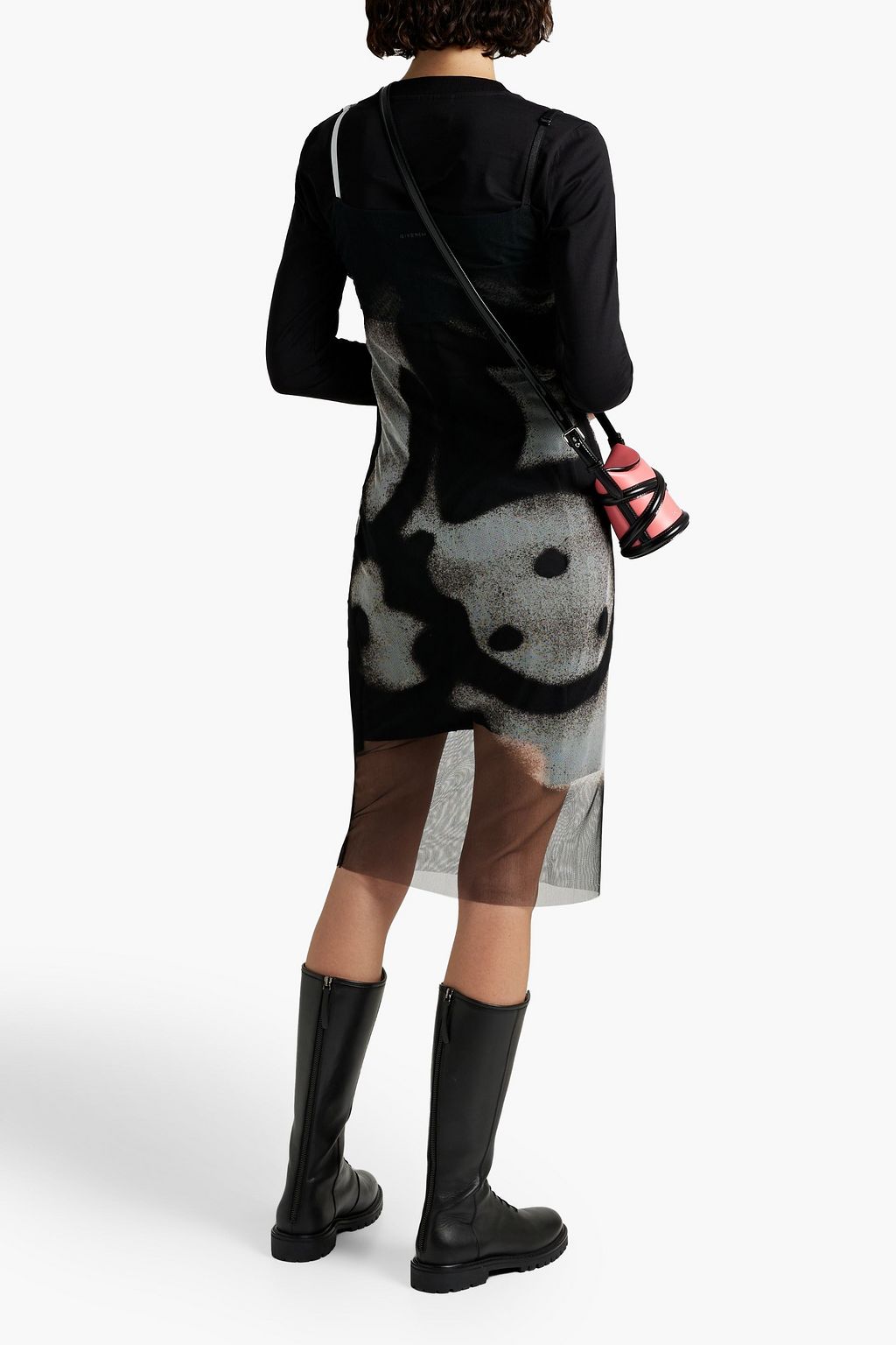 GIVENCHY Layered printed cotton-jersey and tulle mini dress