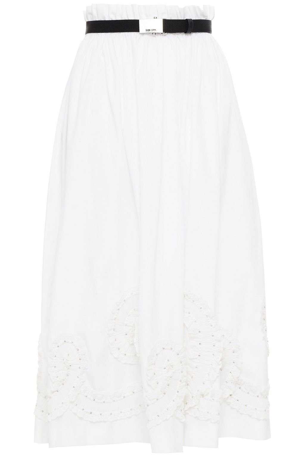 white embellished midi skirt
