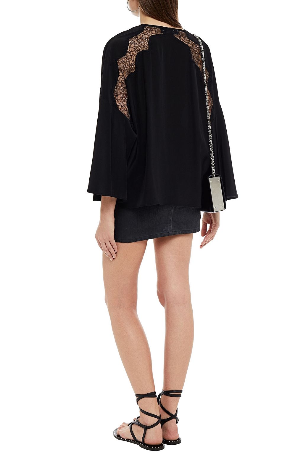 IRO Lace-trimmed silk crepe de chine top