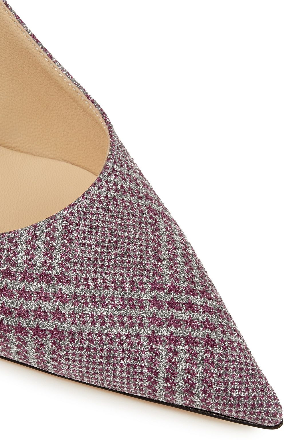 JIMMY CHOO Love 85 glittered printed woven pumps