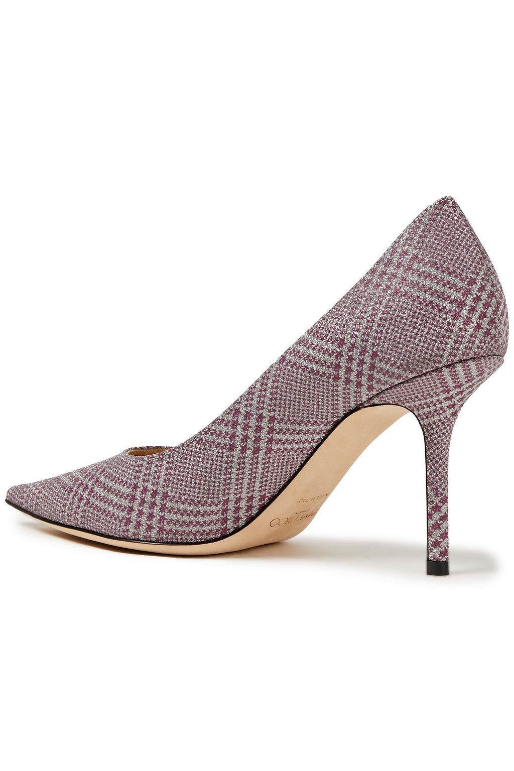 JIMMY CHOO Love 85 glittered printed woven pumps